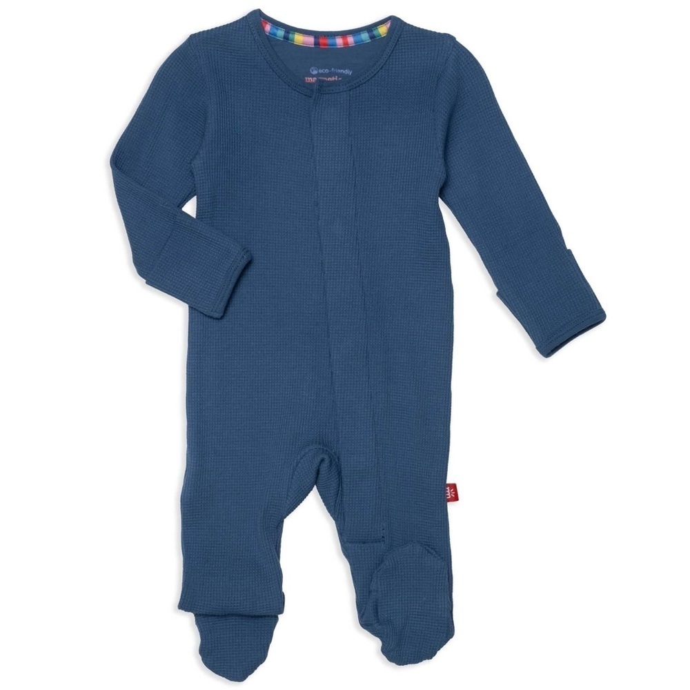 NWT Magnetic Me Modal Parent Favorite Footie-Dark Blue Waffle/Size Preemie
